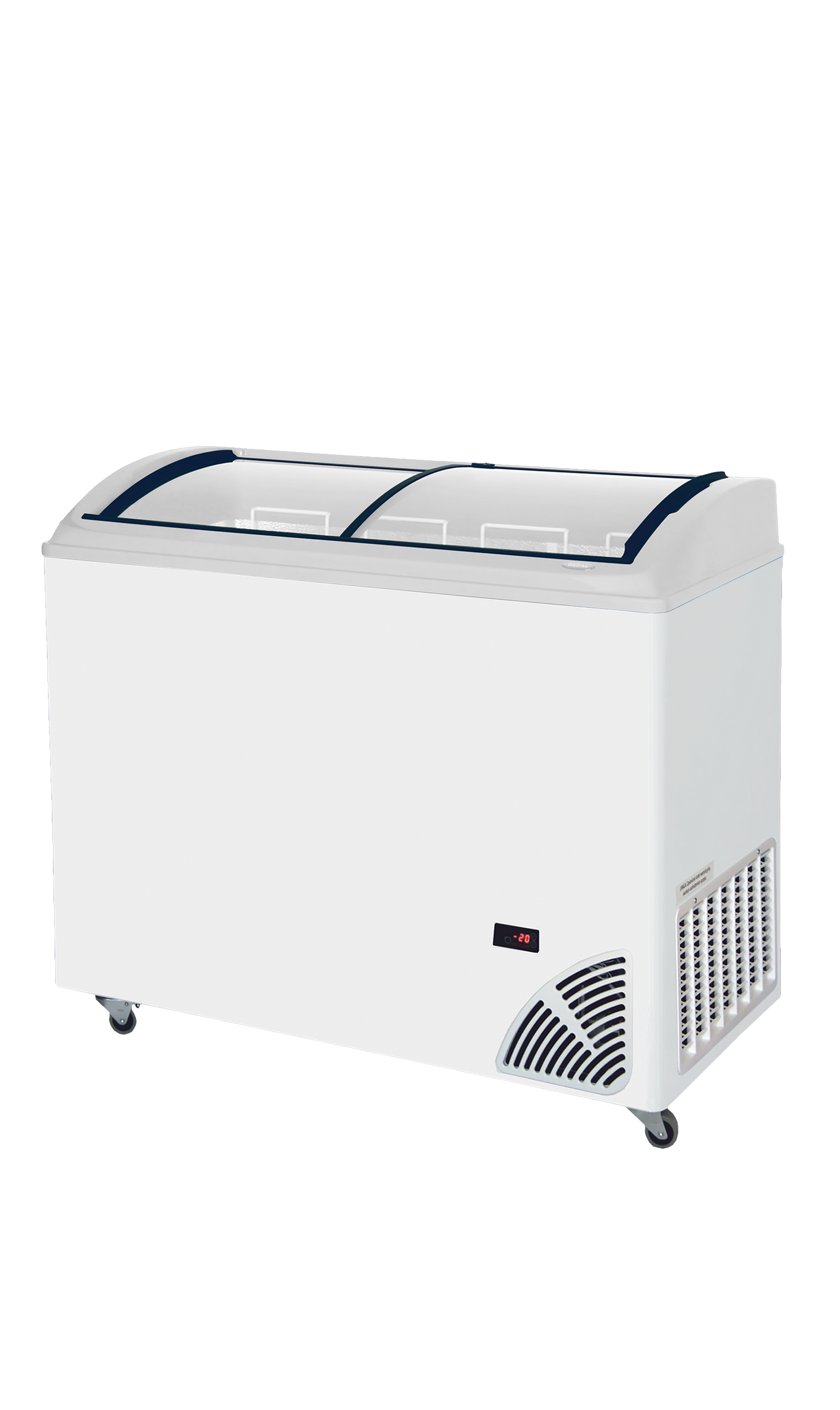 Pultová mraznička prosklené oblé víko