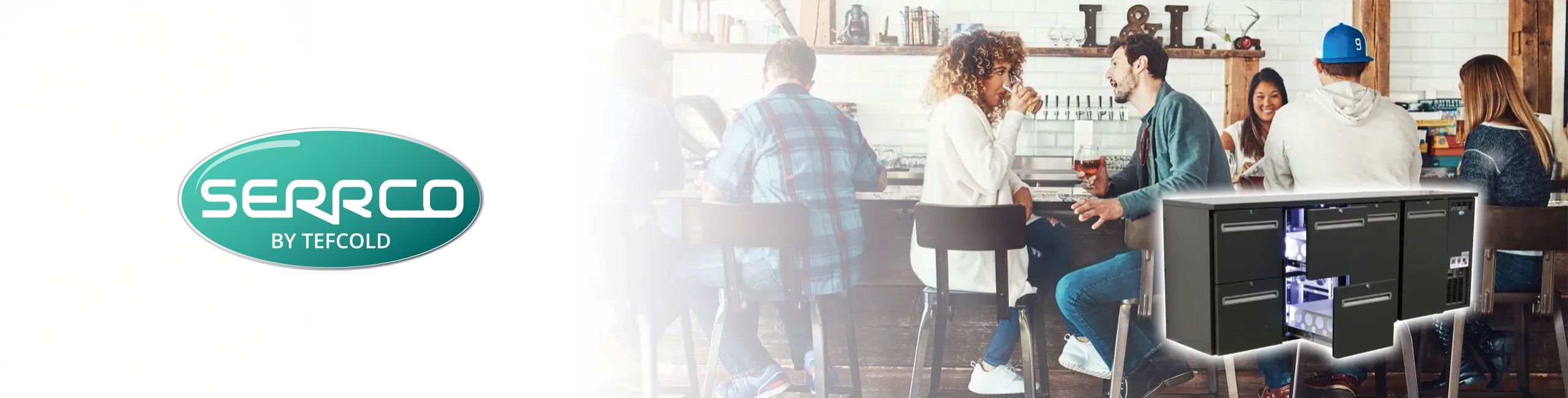 Serrco backbar with "Serrco by TEFCOLD" logo to the left