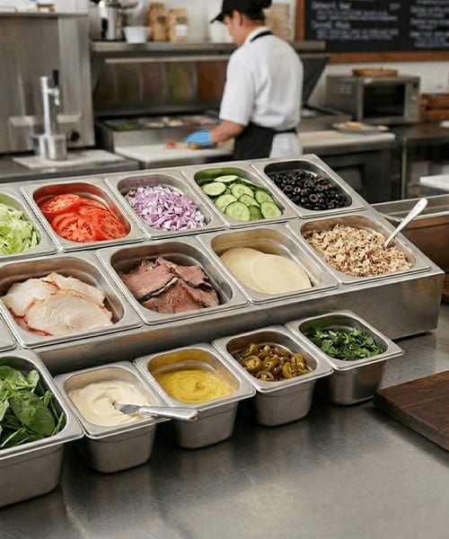 GN gastronorm pans in kitchen setting