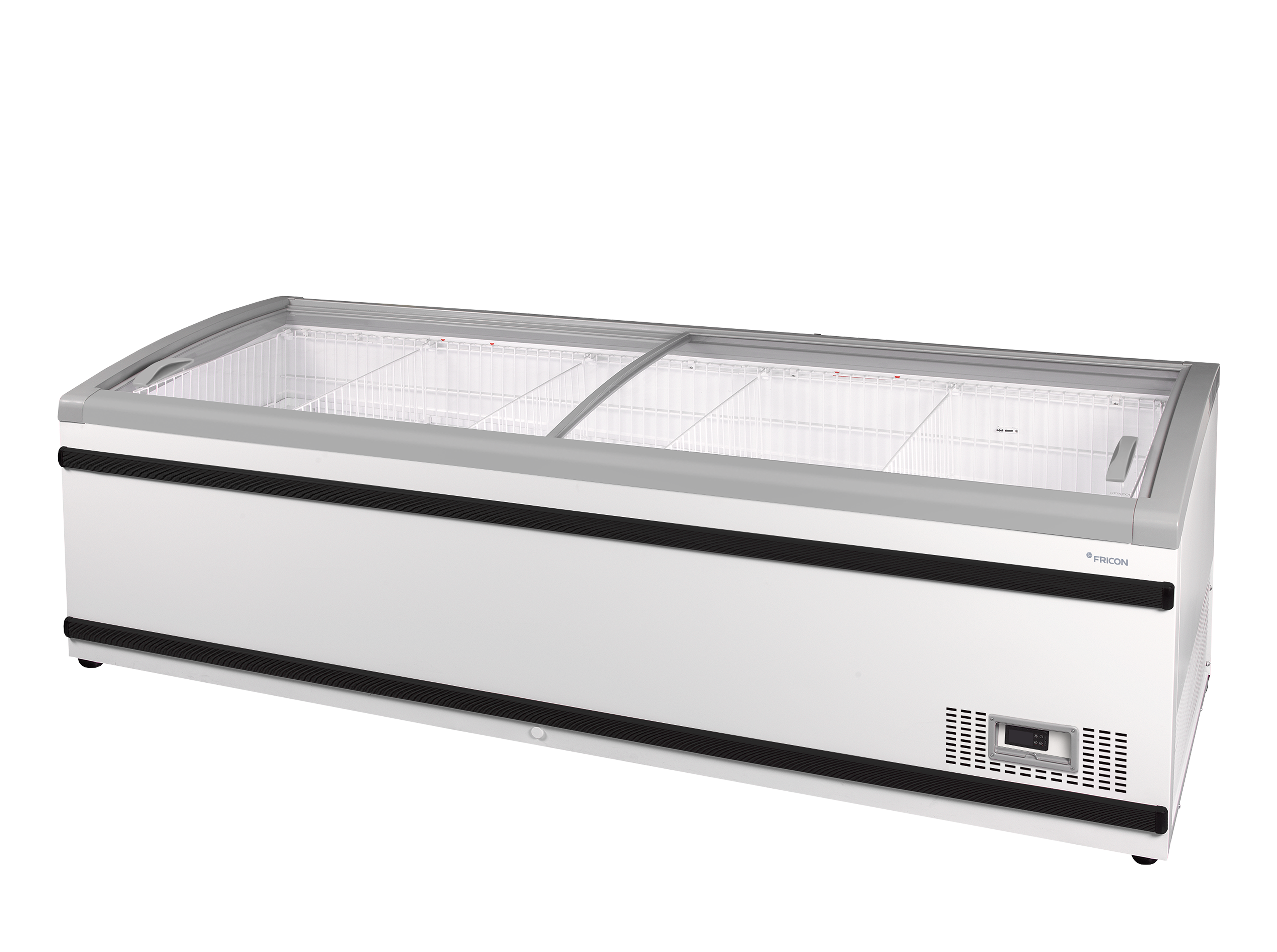 Diepvrieseiland met glazen schuifdeksels - NEWLINZ250