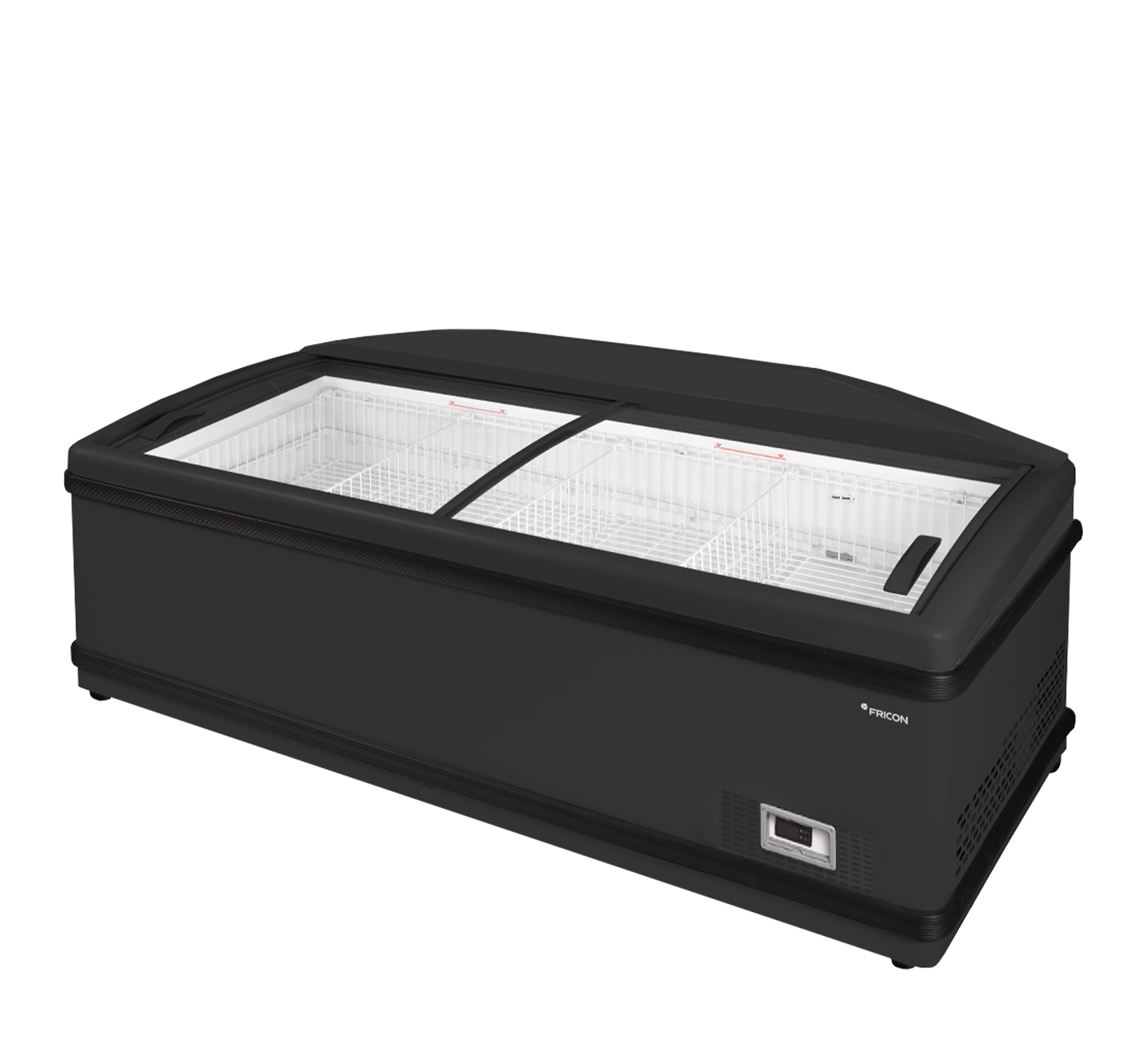 Diepvrieseiland met glazen schuifdeksels (kopkant) - NEWLINZCEB